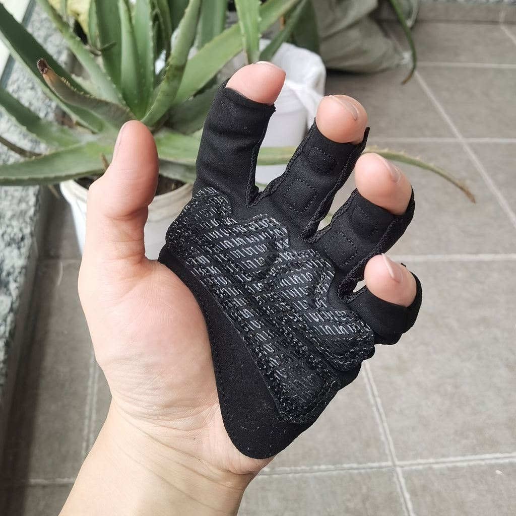 Gants sans doigts antidérapants fins en cuir, noir