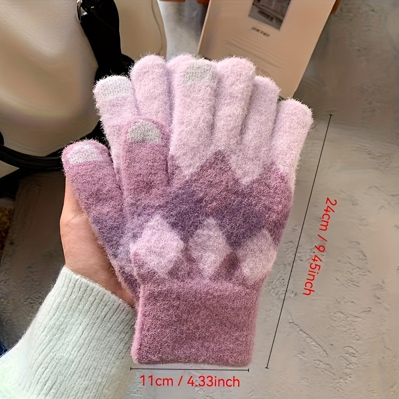 Gants en maille, 5 coloris, automne-hiver, violet, bleu, vert, gris et pastèque rouge