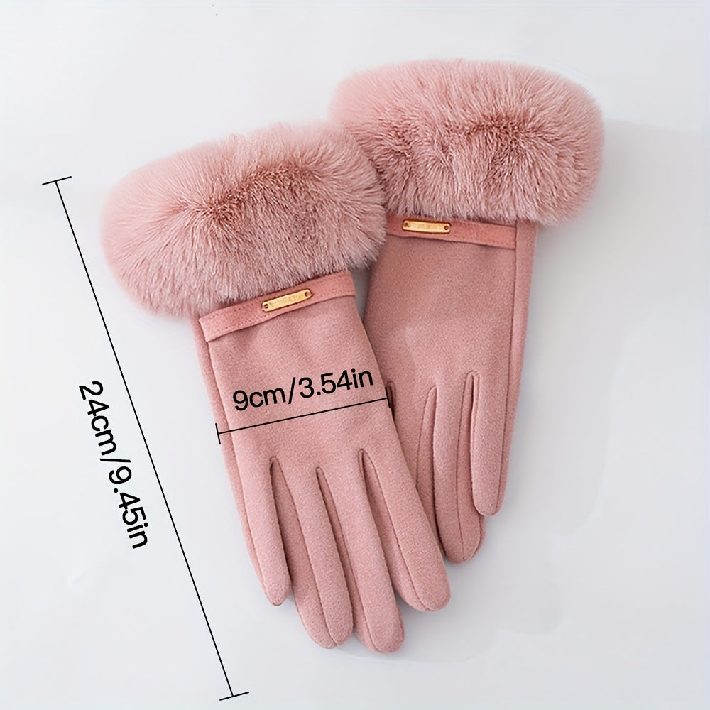 Gants à revers de fourrure en suédine