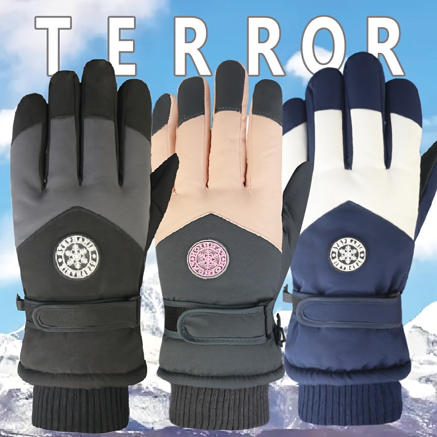 Gants de ski imperméables à poignet côtelé