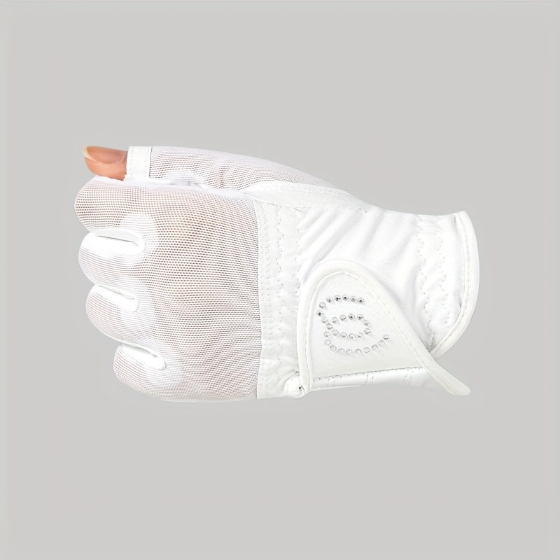 Gants à deux doigts ouverts de golf respirants à paume renforcée en simili cuir