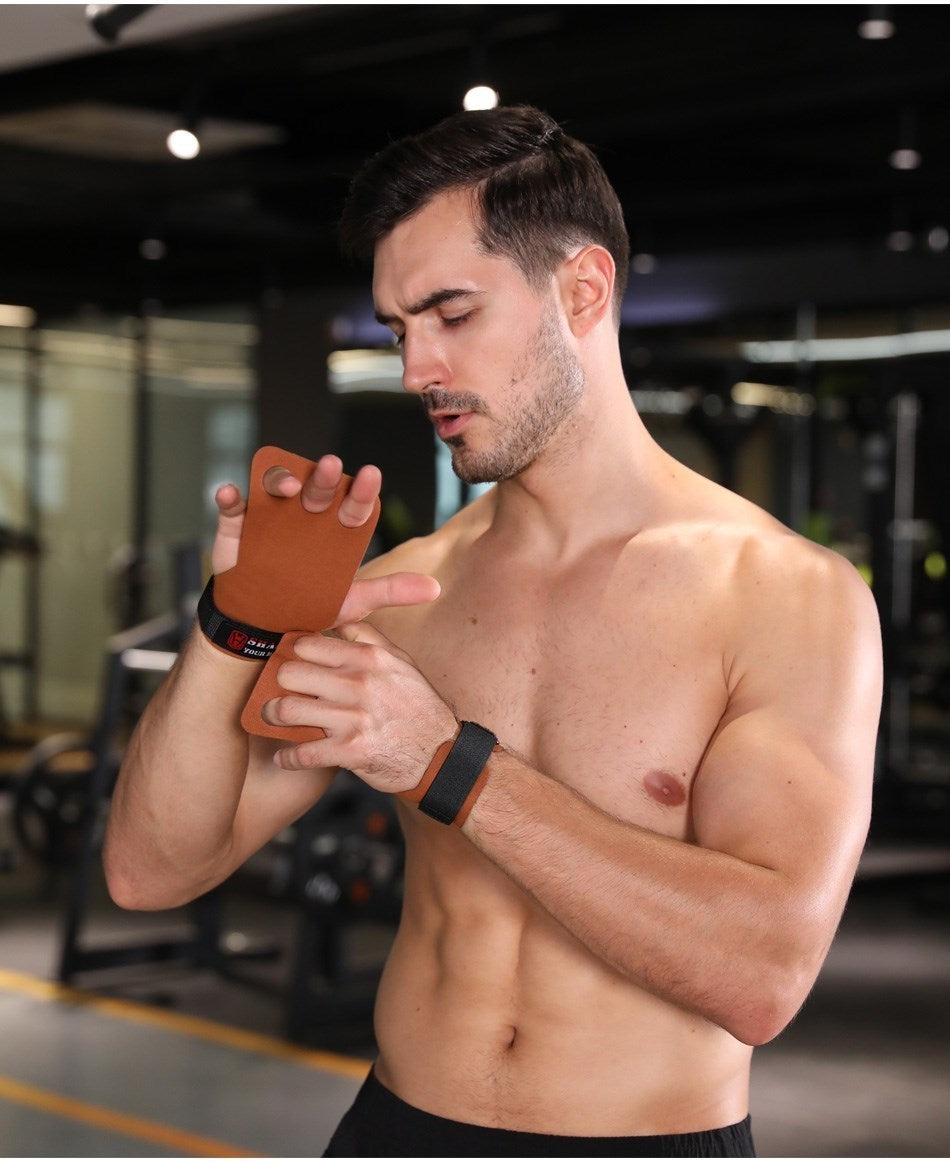 Gants de musculation à sangle de poignet en cuir