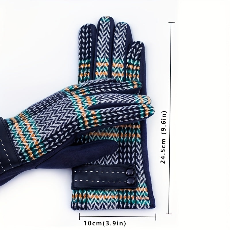 Gants en maille, 4 coloris, rayé, brodé