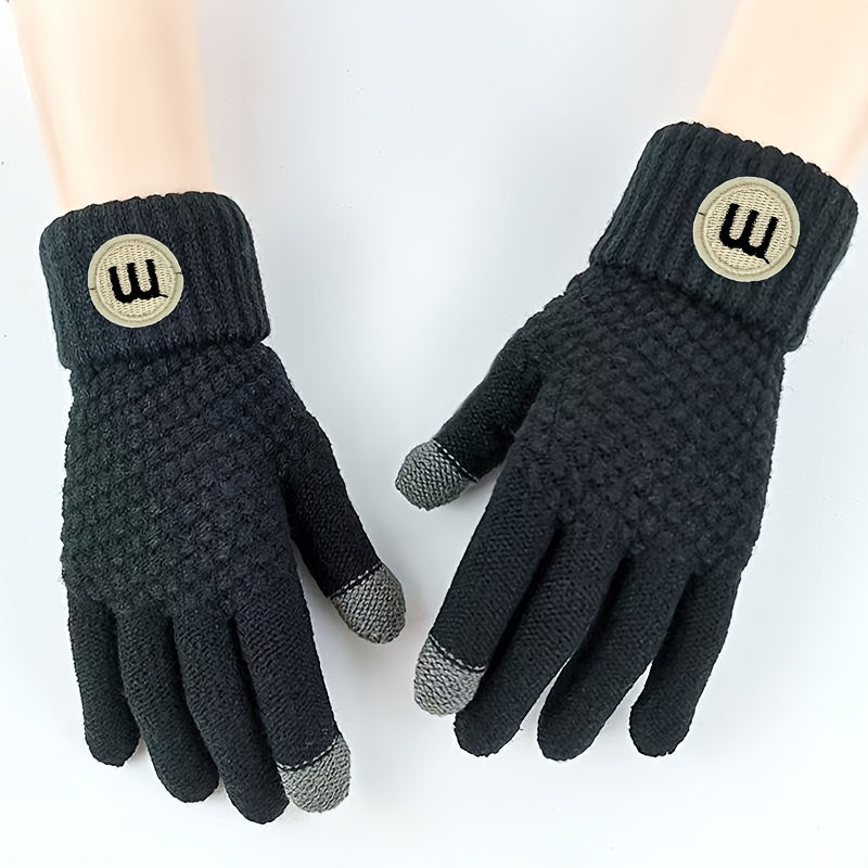 Gants tactiles en maille gaufrée imprimés