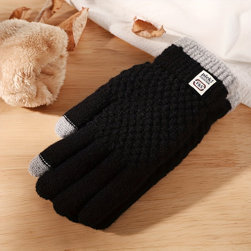Gants en maille, 5 coloris, à oursons, rose, violet, gris foncé, gris clair et noir, noir