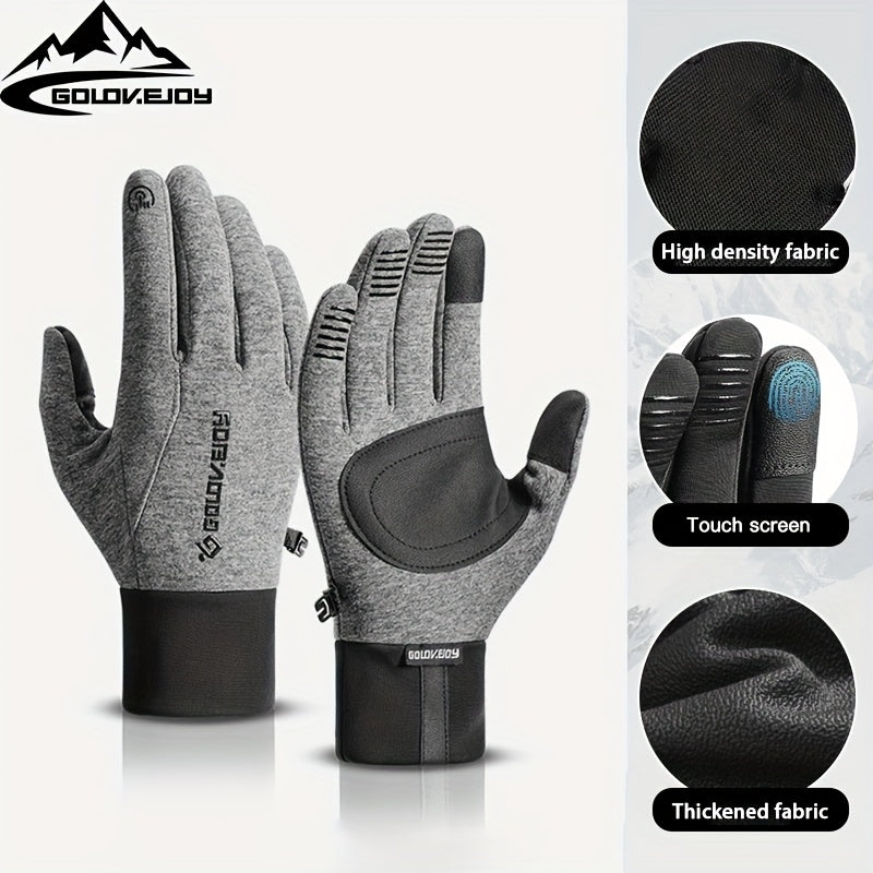 Gants de vélo tactiles à paume renforcée à sangle de poignet en softshell