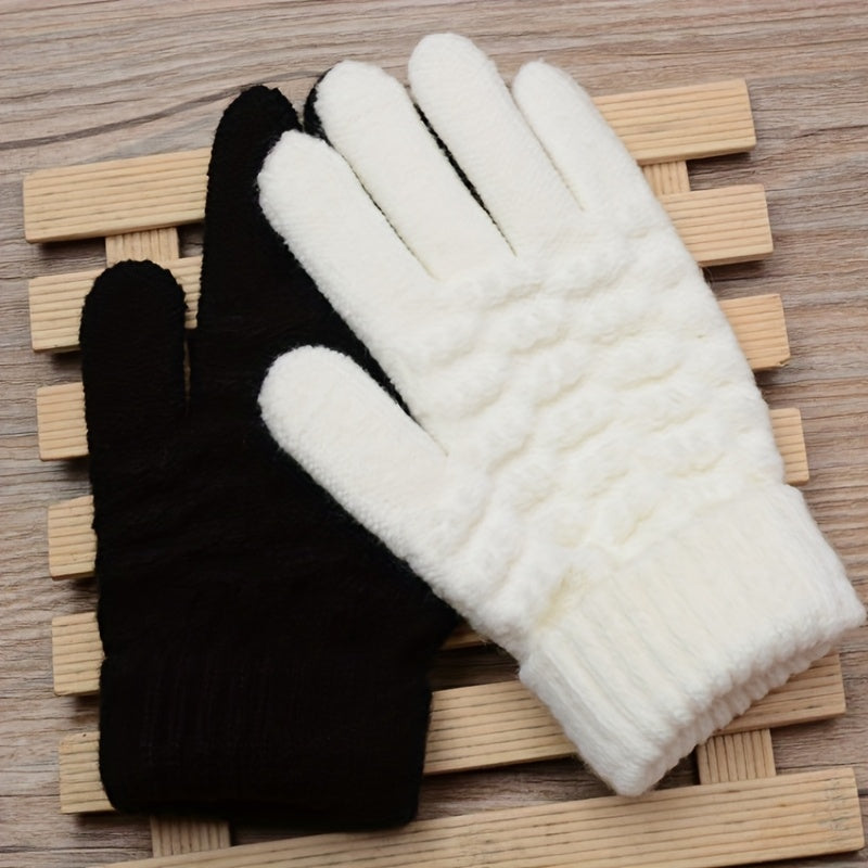 Gants sans doigts thermiques en maille, blanc