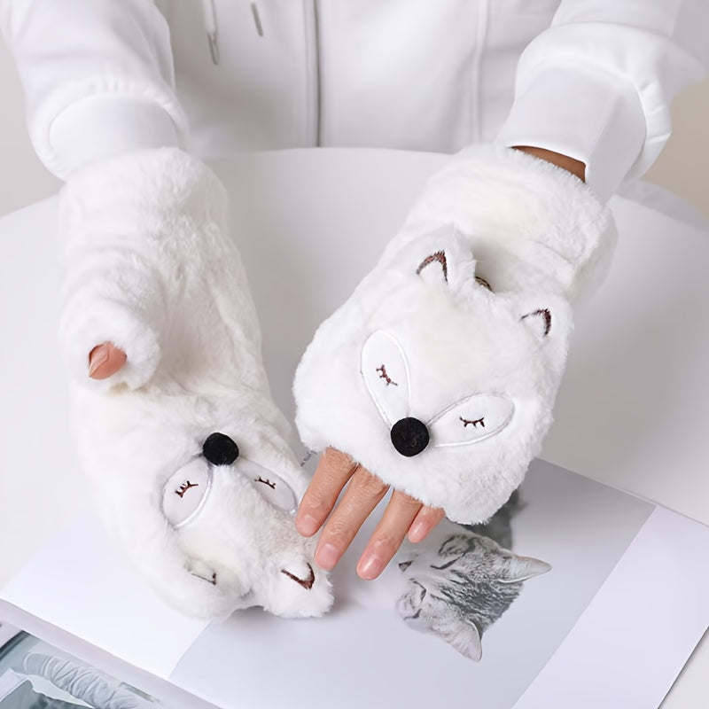 Gants sans doigts coupe-vent en maille, blanc
