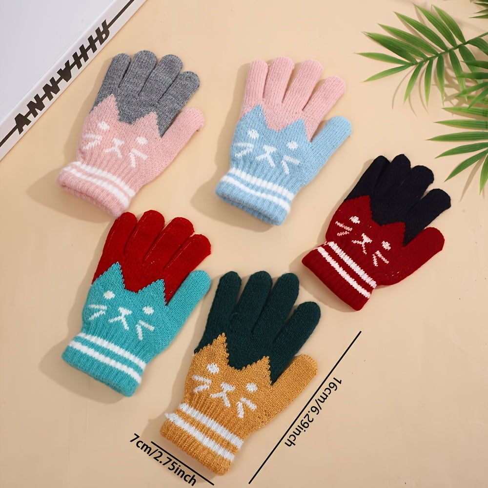 Gants en maille, 6 coloris, rouge, bleu, bleu royal, jaune, noir et crevette rose