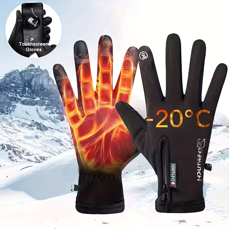 Gants thermiques de vélo en cuir, noir, noir, du M au XL