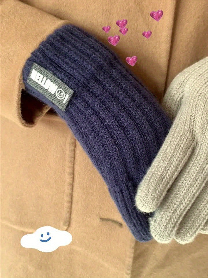 Gants à étiquette cousue en maille côtelée pour enfant