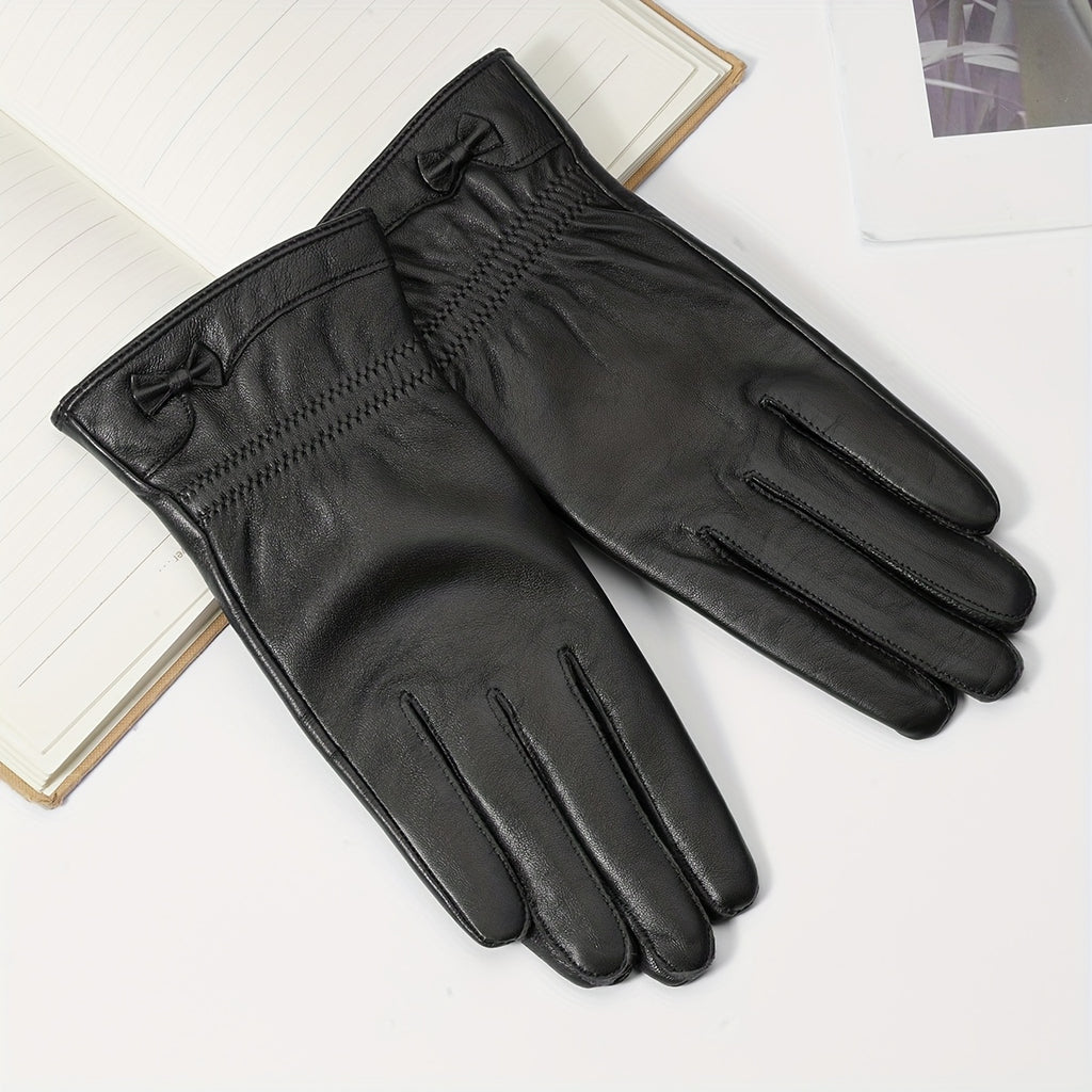 Gants tactiles à surpiqûres en cuir de mouton, du L au XXL