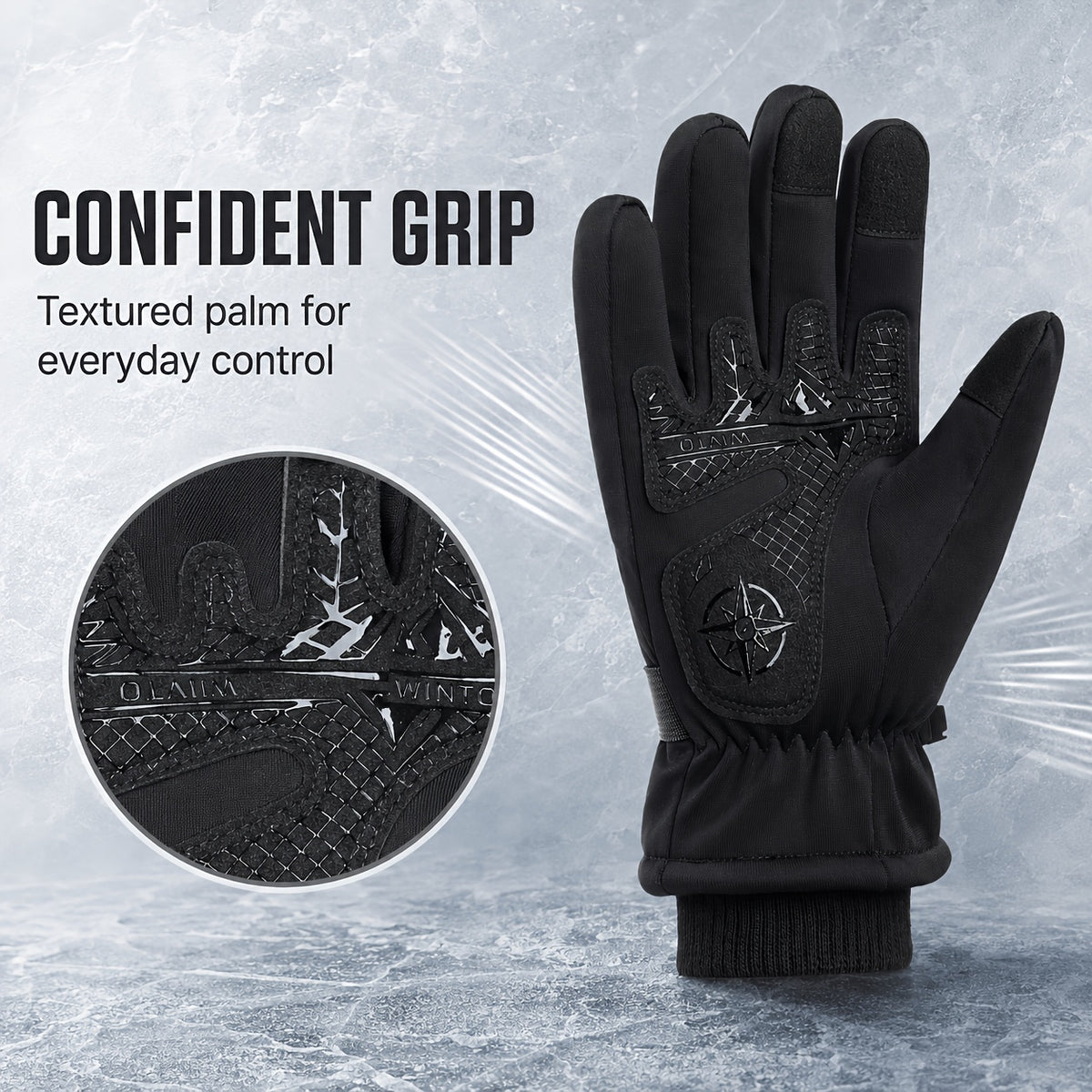 Gants de ski imperméables à sangle de poignet en maille à oursons