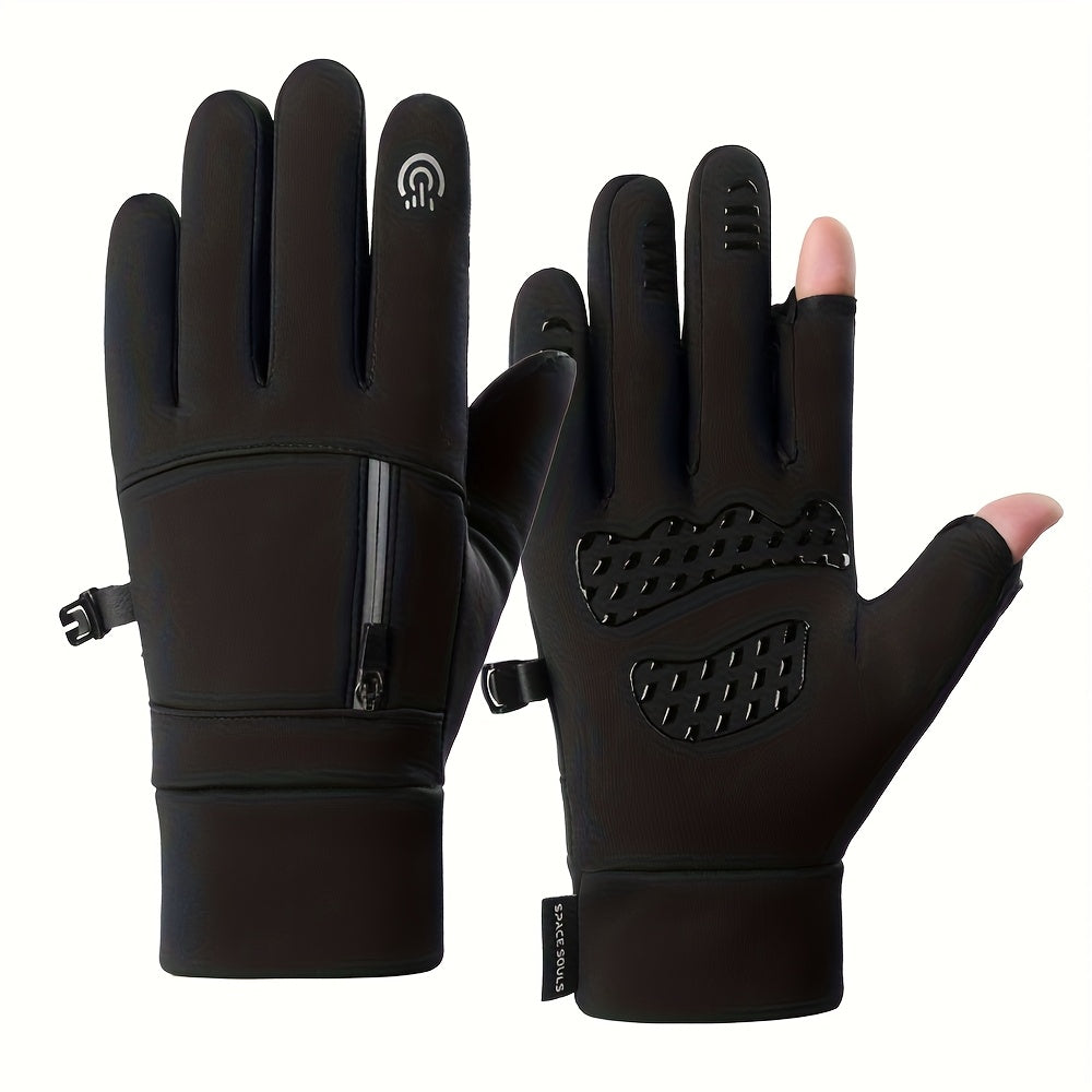 Gants tactiles coupe-vent en simili cuir