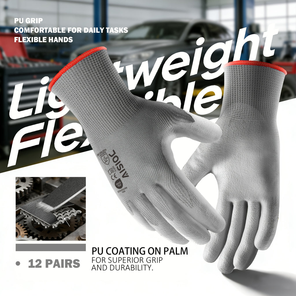 Gants de travail respirants en maille enduite à sans couture