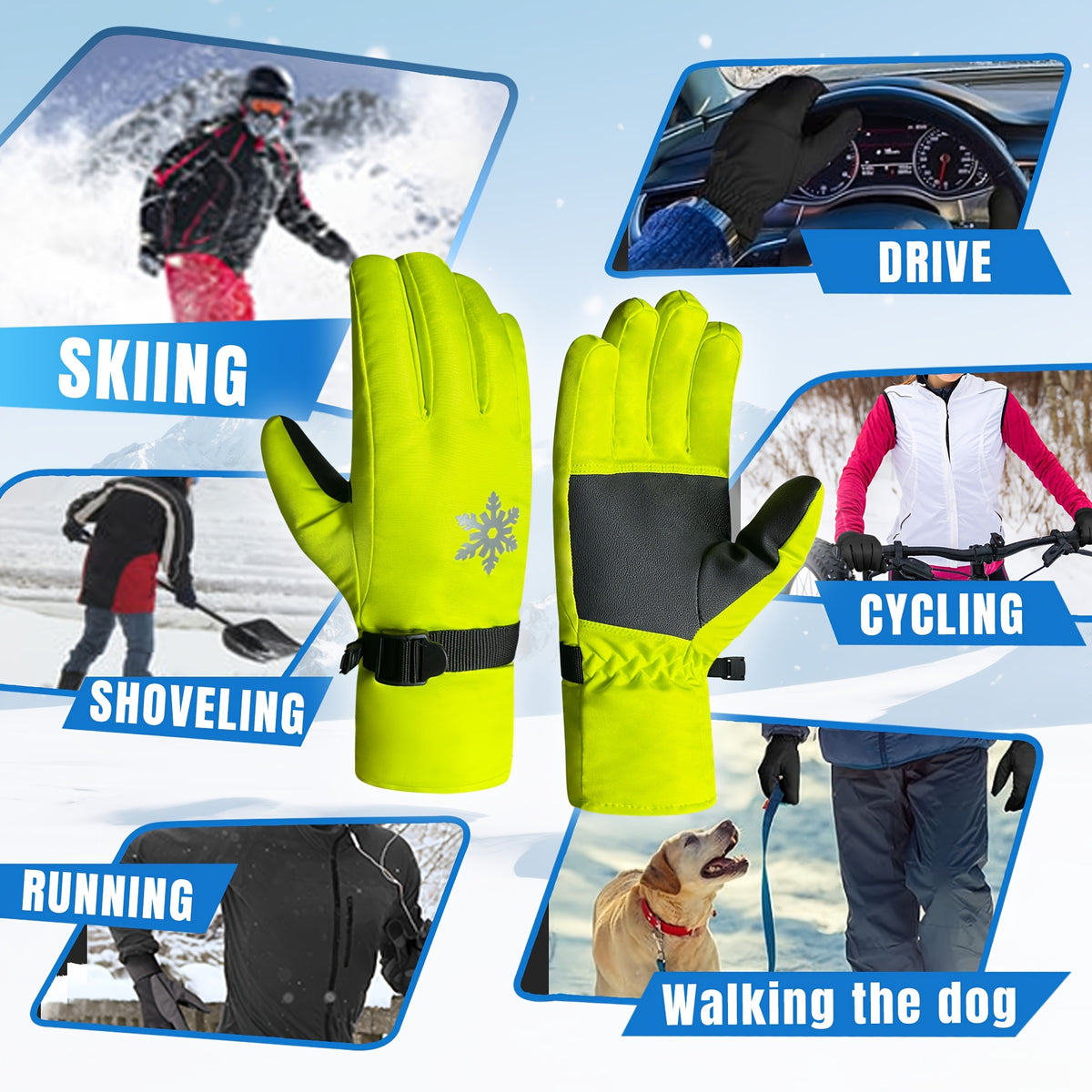 Gants de ski imperméables à flocons