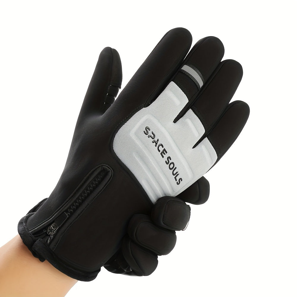 Gants tactiles coupe-vent doublés en simili cuir