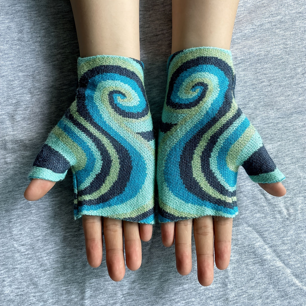 Gants sans doigts en maille, 6 coloris, jacquard