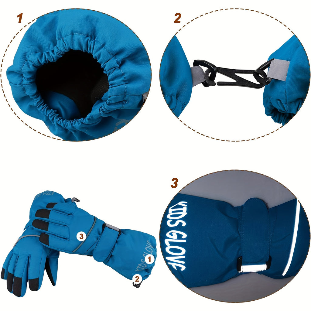 Moufles de ski imperméables en maille pour enfant