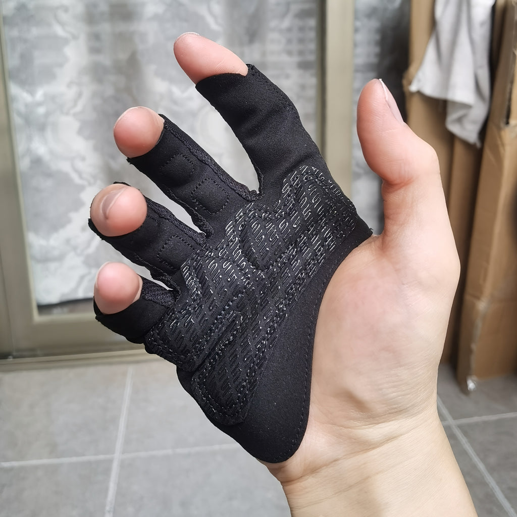 Gants sans doigts antidérapants fins en cuir, noir