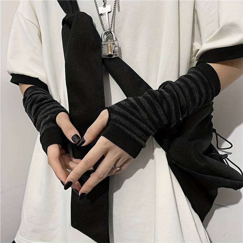 Gants sans doigts en maille, gris