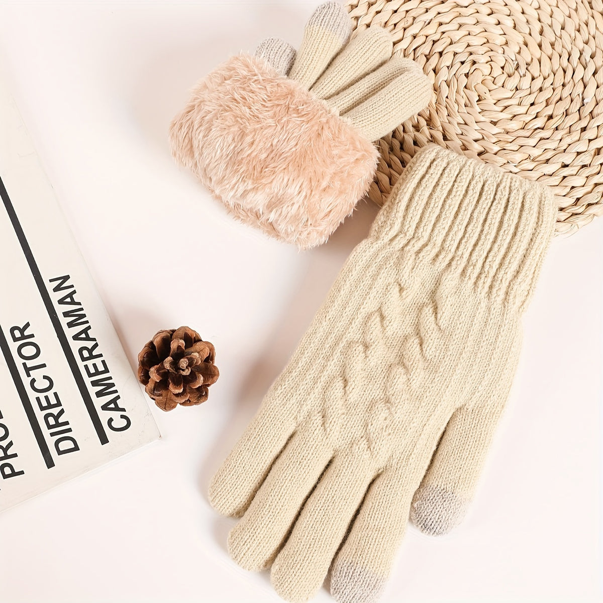 Gants tactiles doublés thermiques en maille