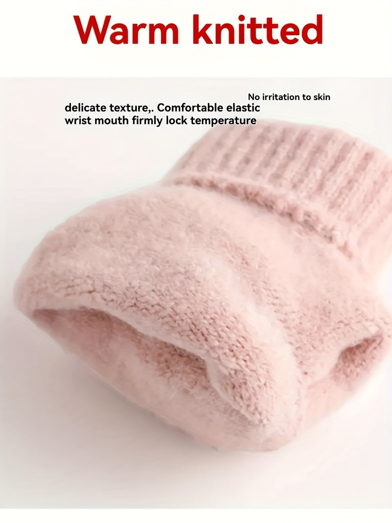 Gants sans doigts thermiques en maille, 8 coloris, automne-hiver